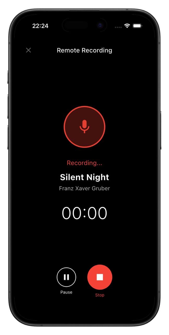 Phone in Remote Recording Mode recording Silent Night