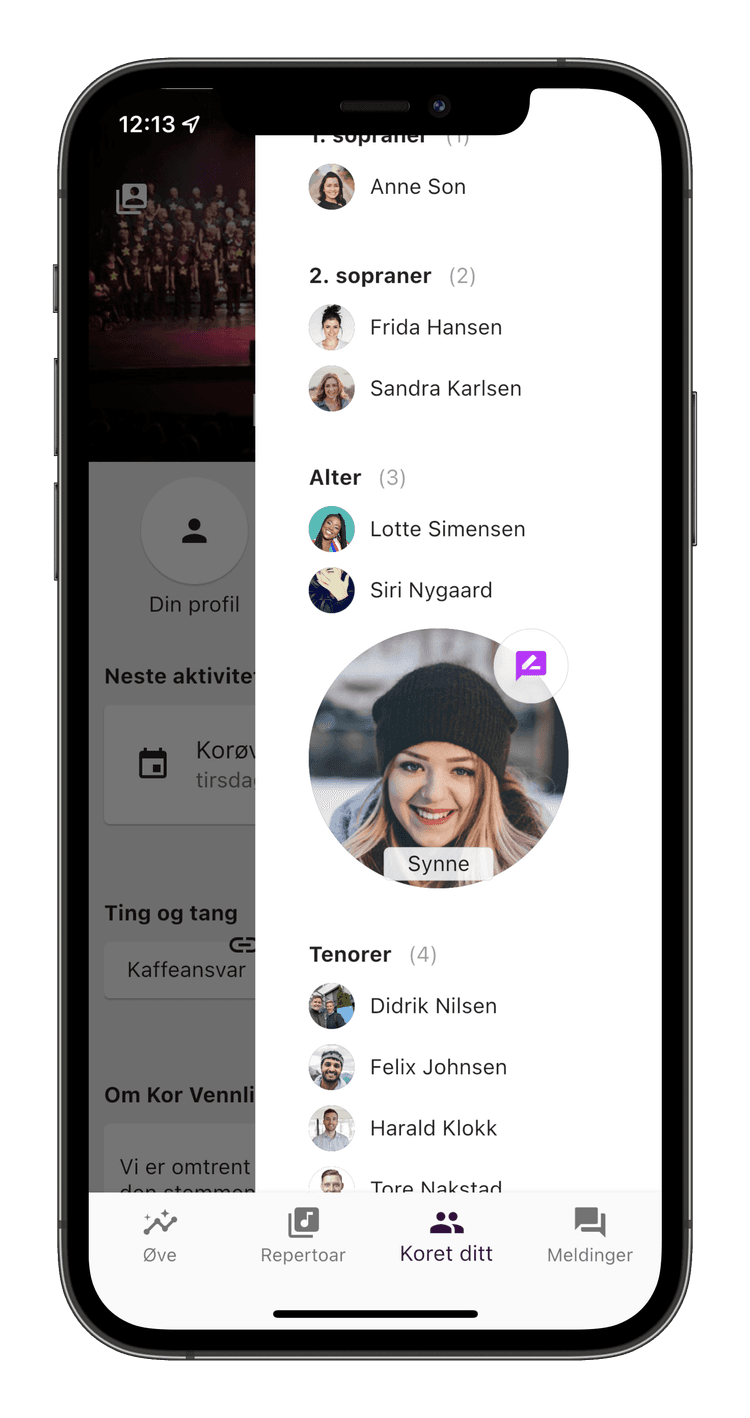 Liste des membres dans ChoirMate