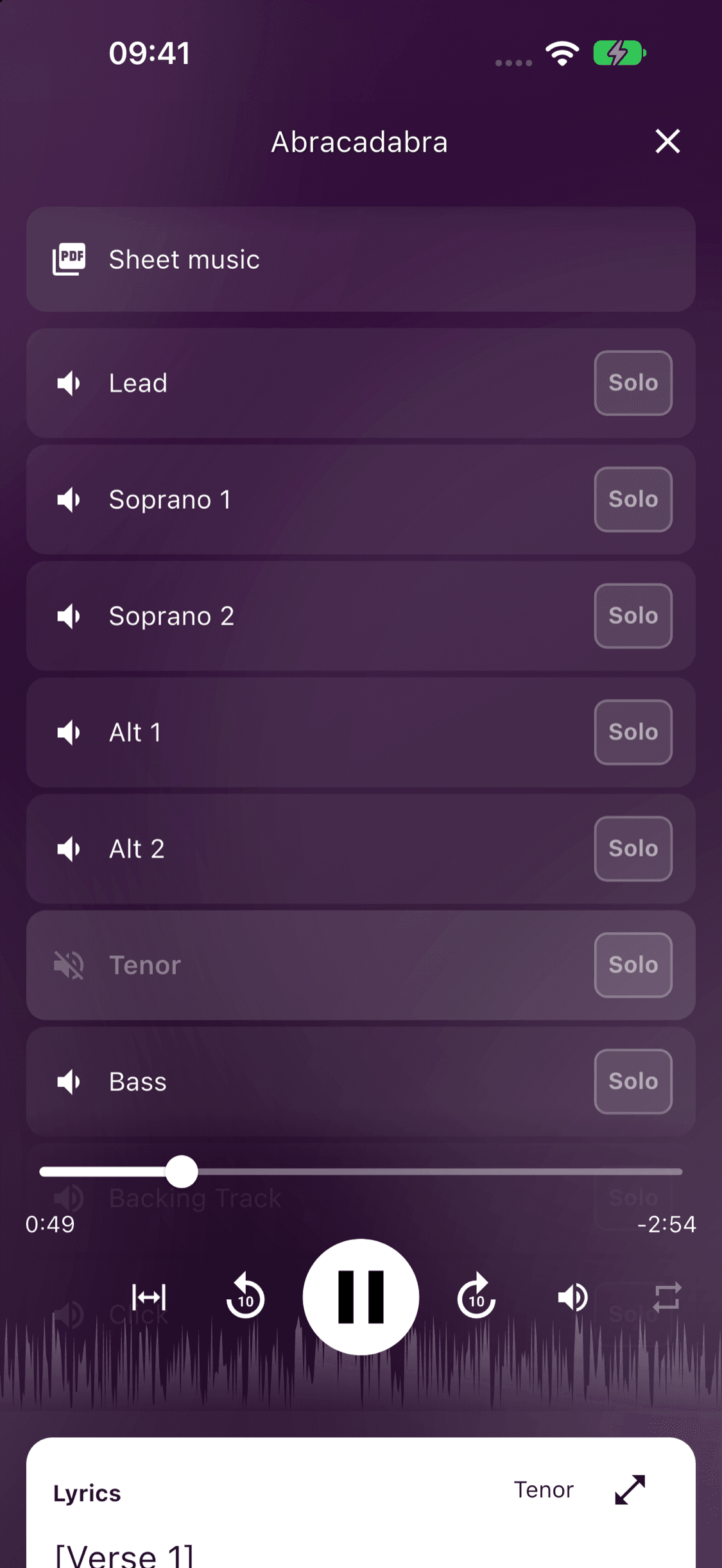Practising with a part muted