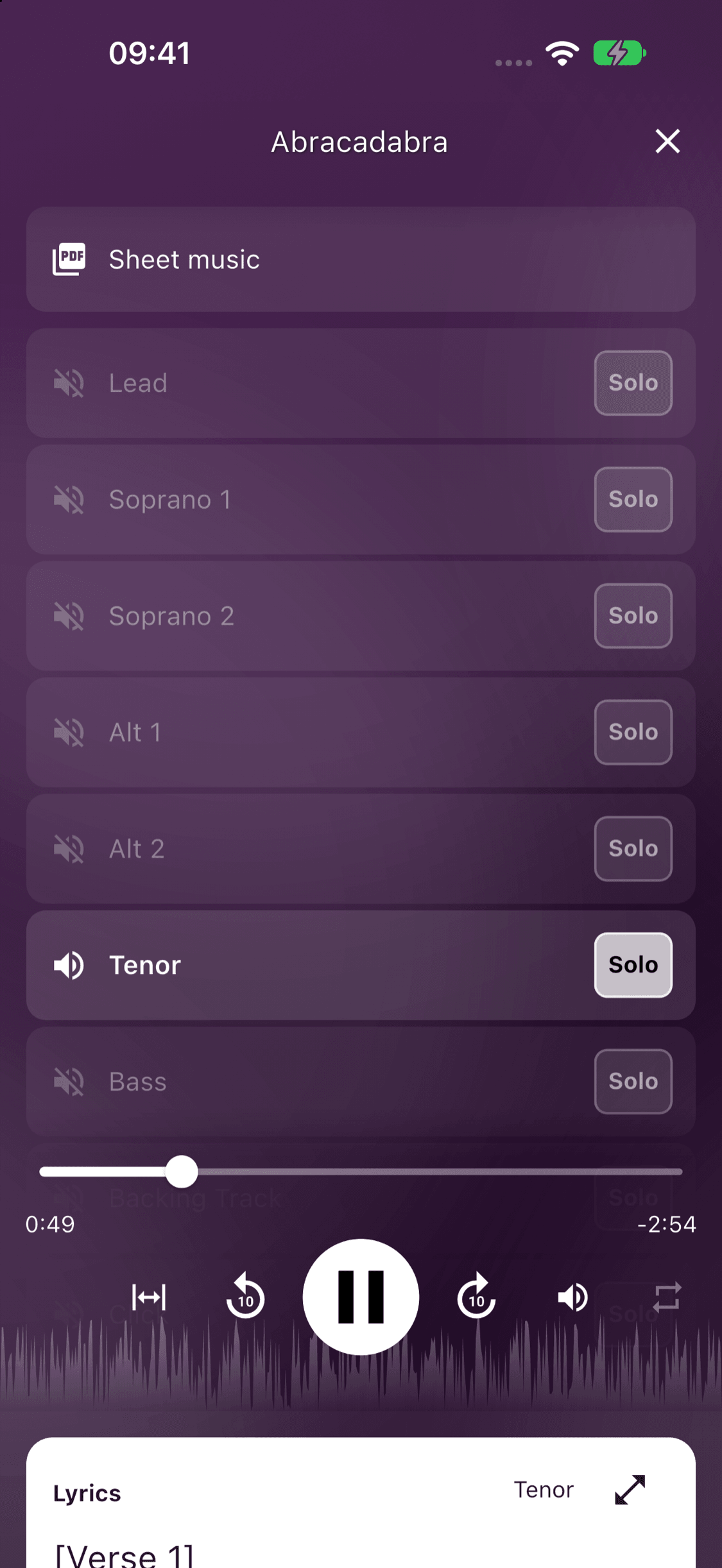 One part soloed for focused listening