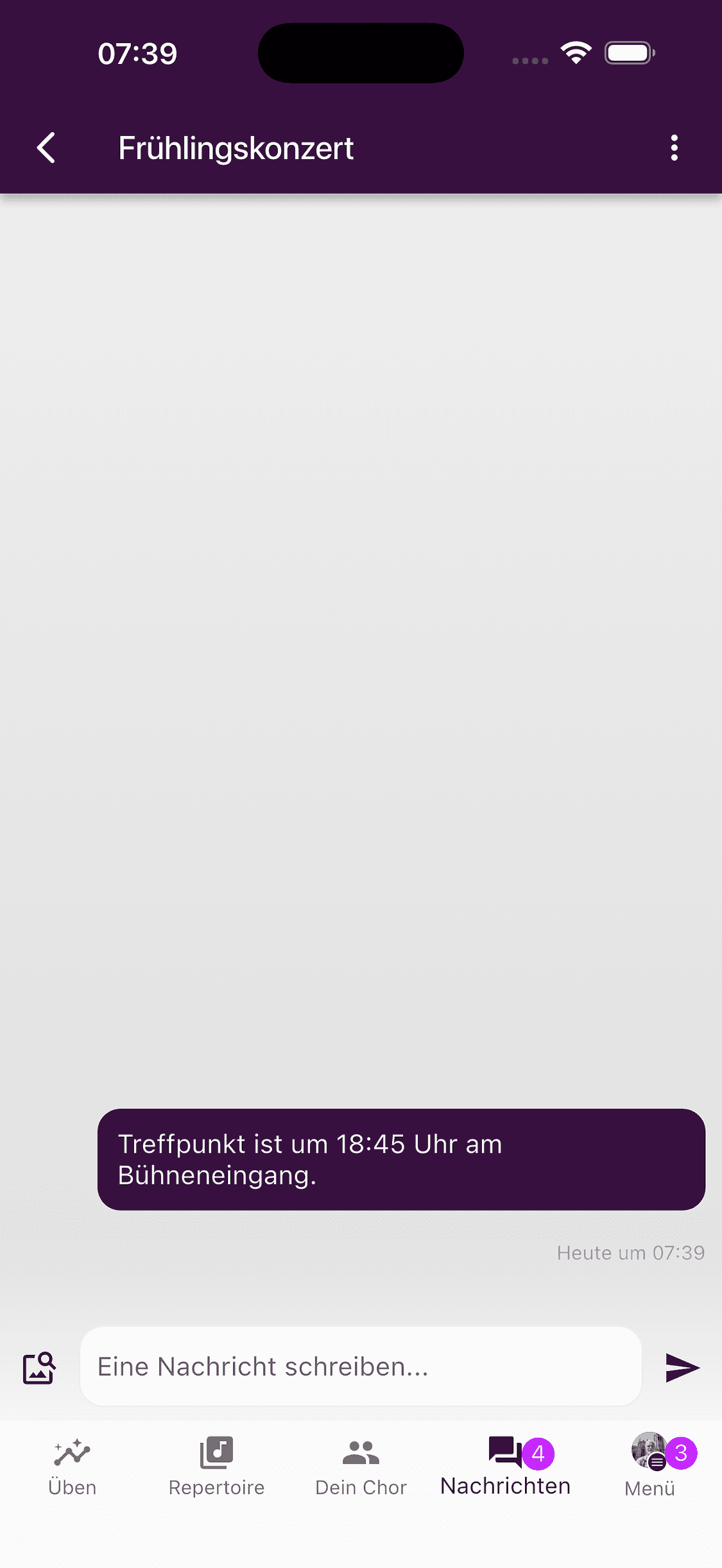 Ein veranstaltungsbezogener Teilnehmer-Chat in der ChoirMate-App