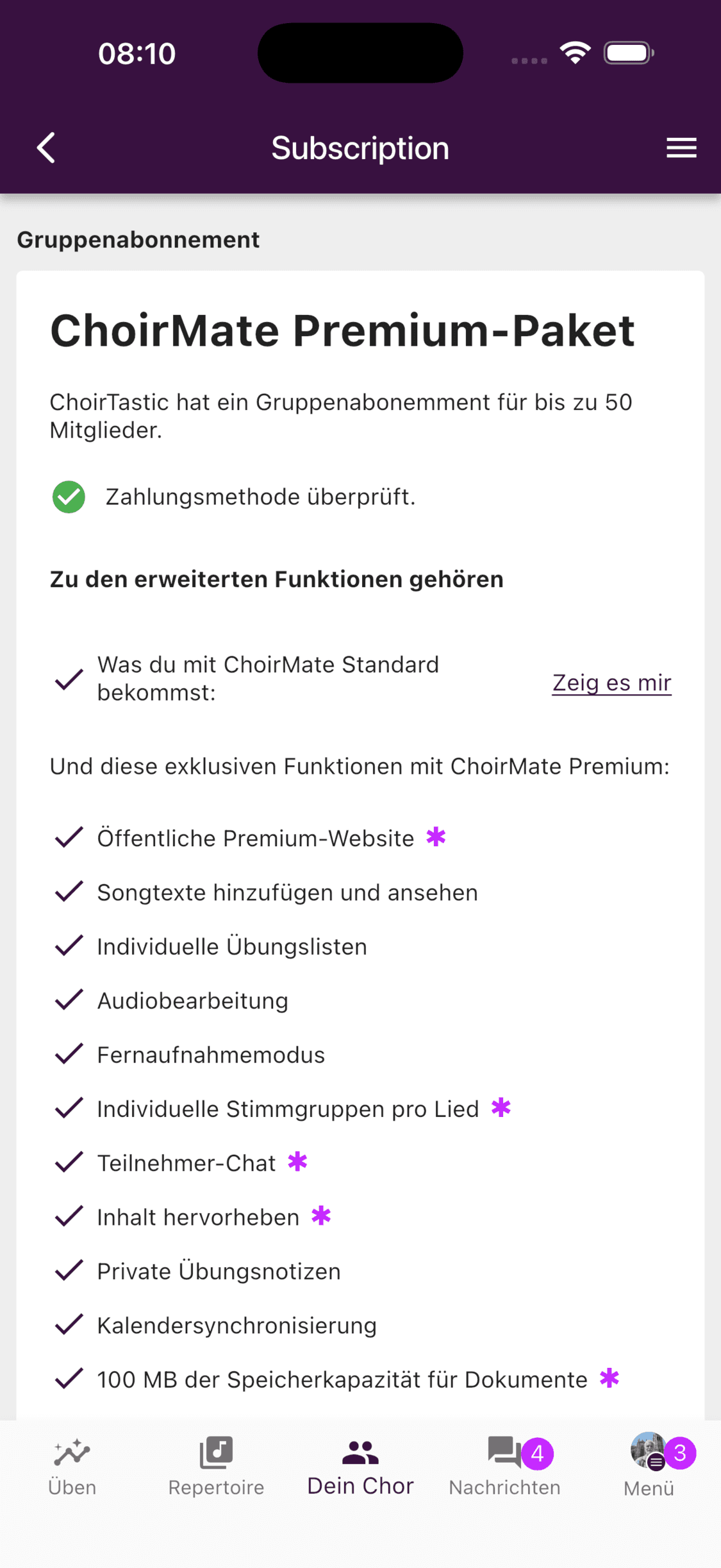 Öffentliche Premium-Website als Bestandteil des ChoirMate Premium-Pakets