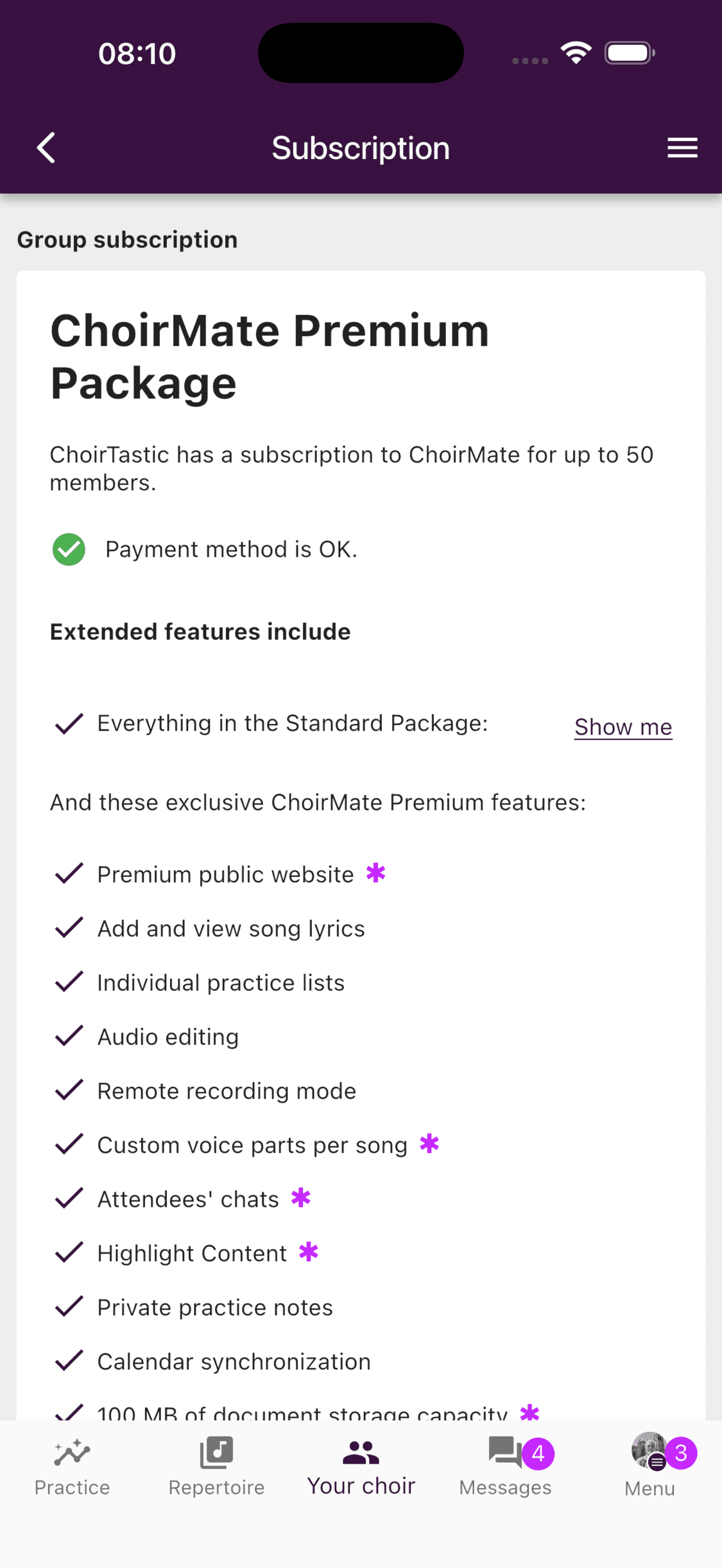 Premium public website included in the ChoirMate Premium package
