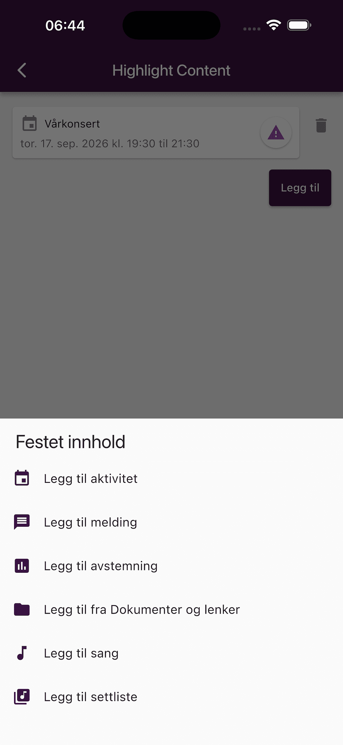 Velge typen innhold som skal fremheves