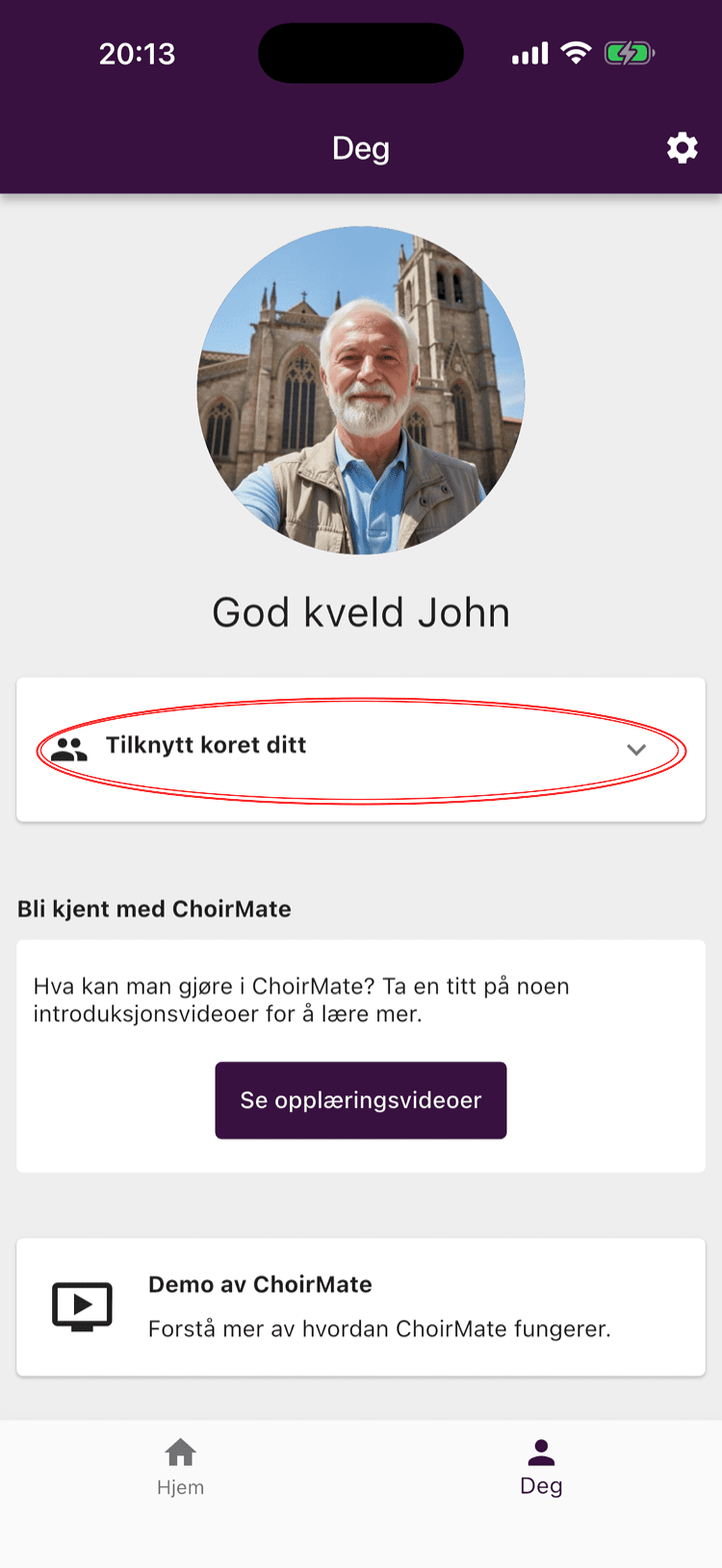Tilknytt koret ditt på profilsiden i ChoirMate