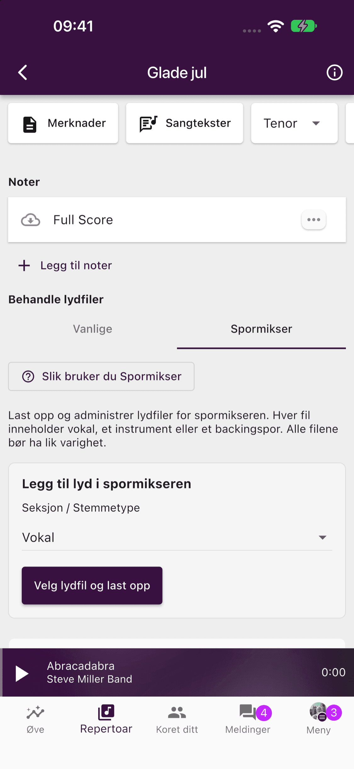 En tom Spormikser-fane med en tydelig knapp til veiledningen