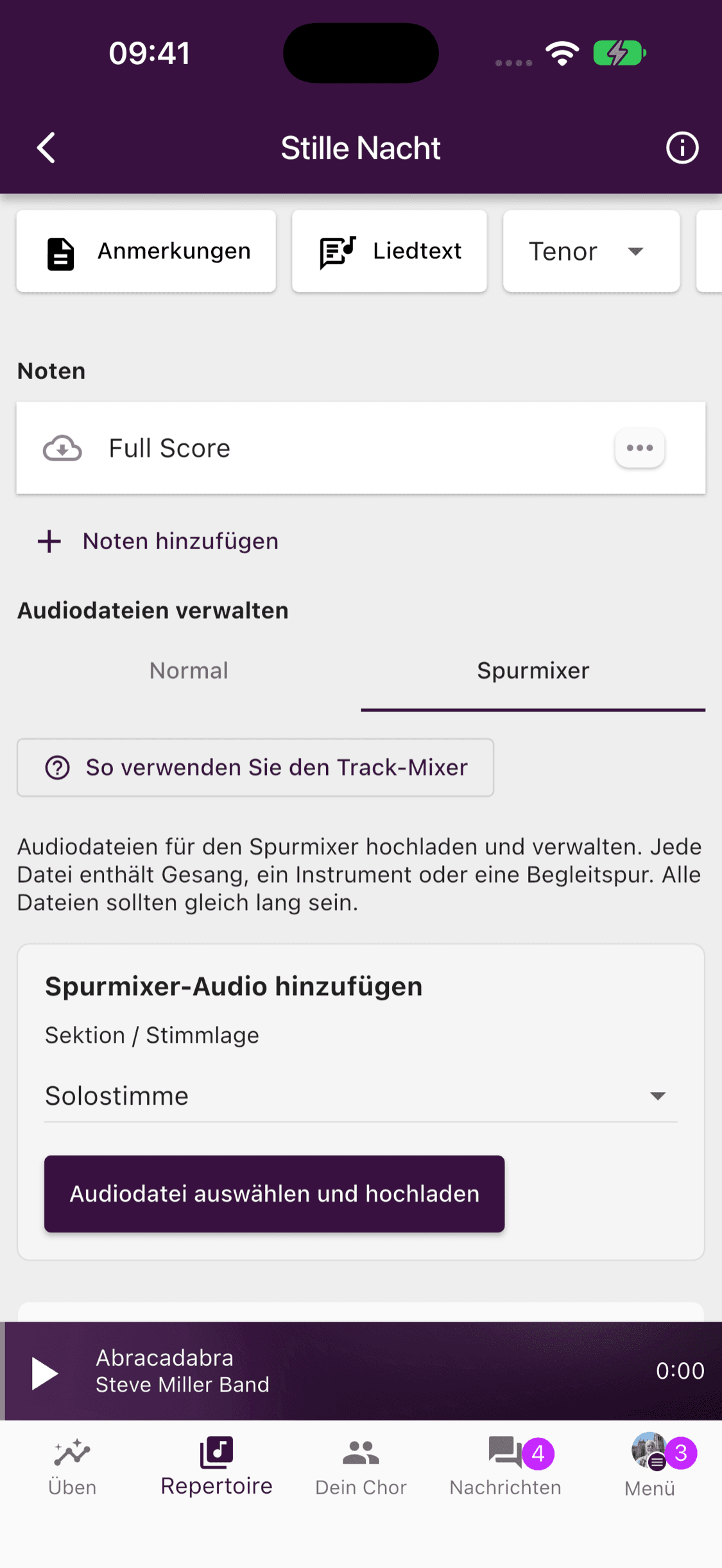 Ein leerer Spurmixer mit einer deutlich sichtbaren Hilfe-Schaltfläche