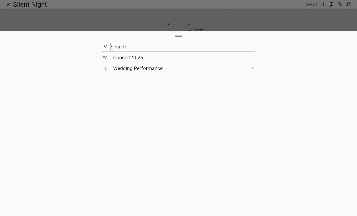 The in-viewer sheet music library in ChoirMate Web